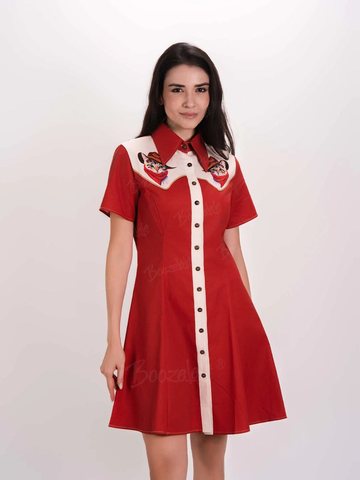 [Clearance]Western Cute Cat Cowboy - 100% Cotton Dress