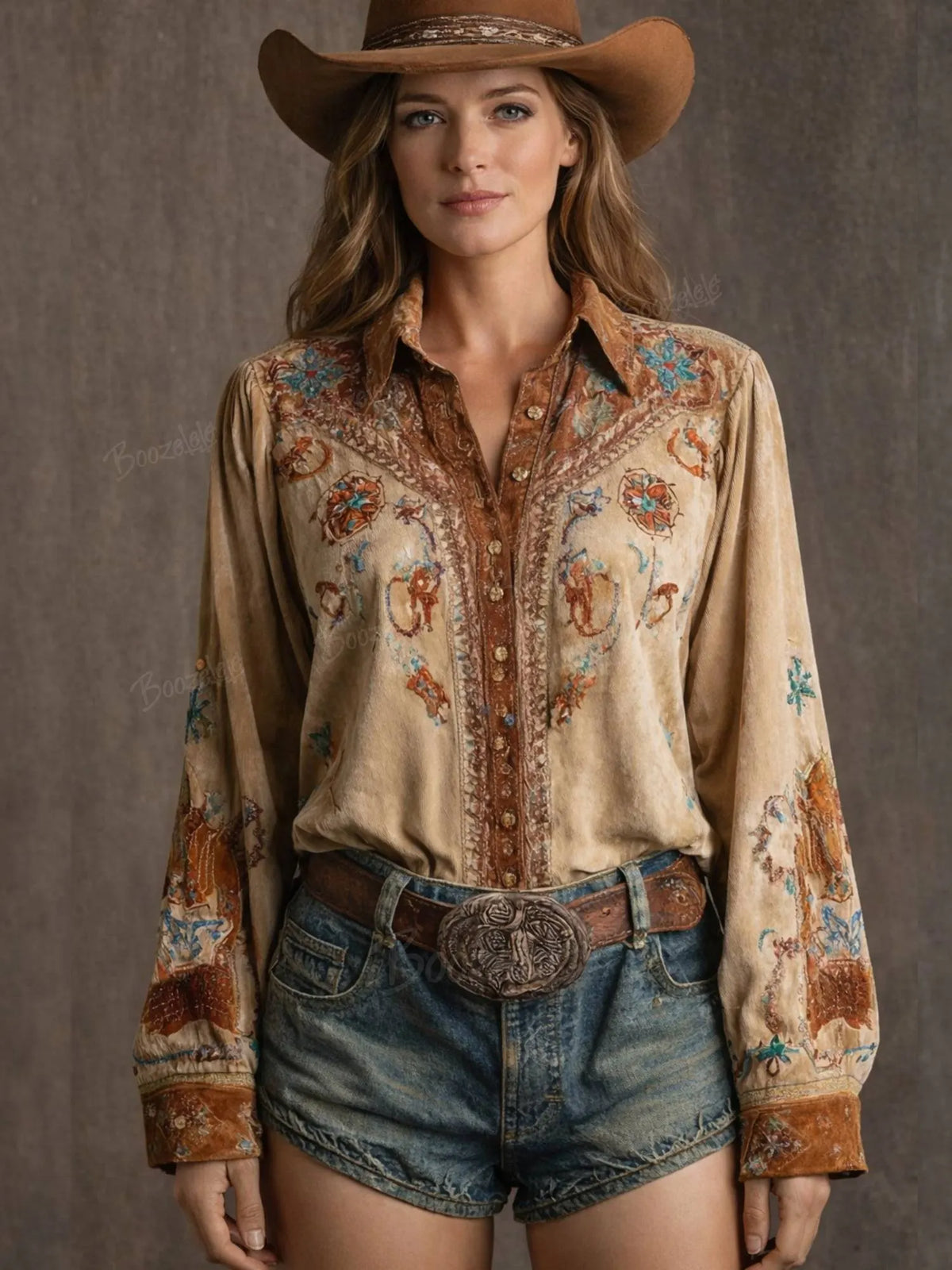 Women's Western  Retro Floral - 100% Cotton Shirt
