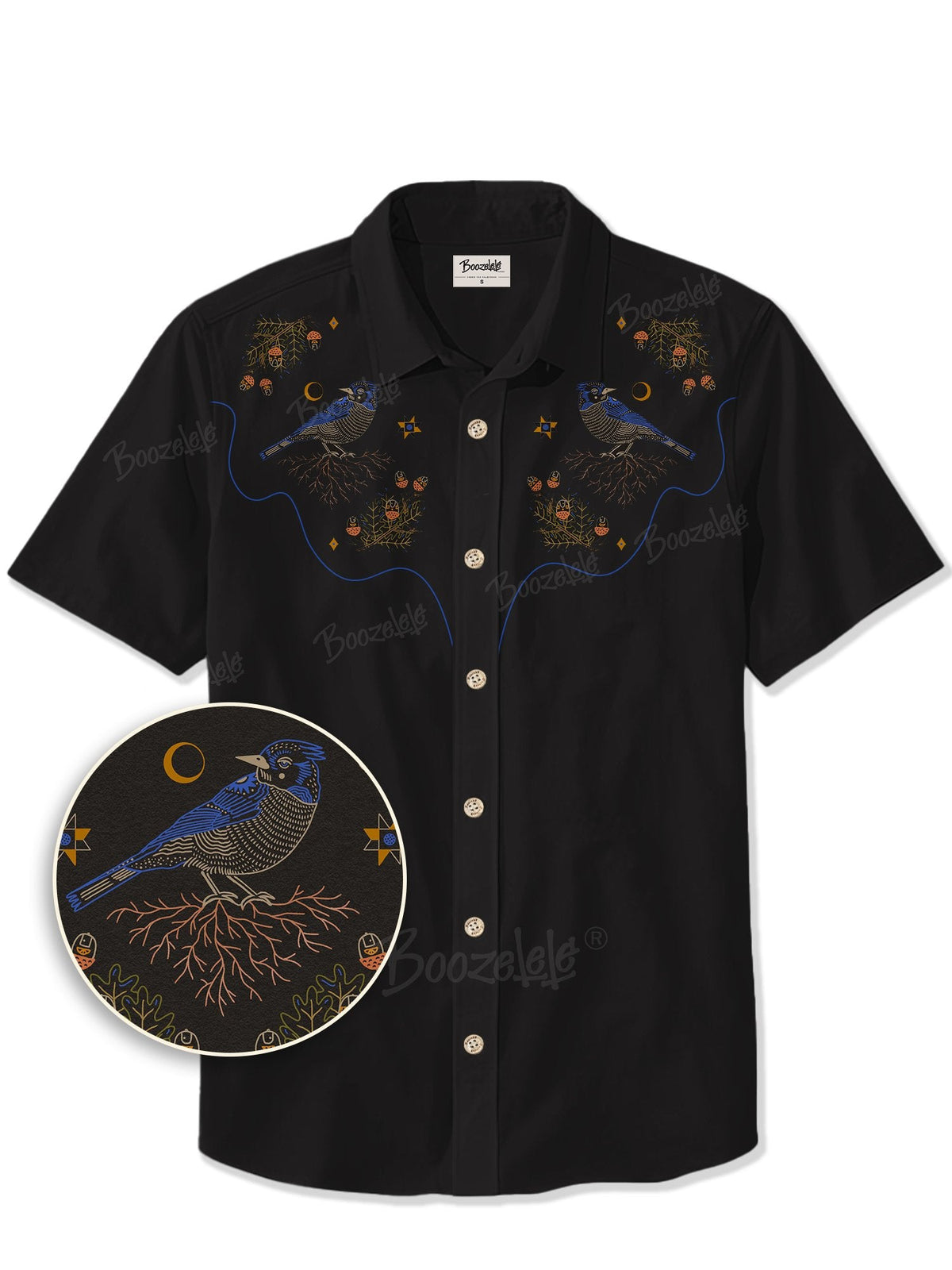 [Embroidery]Robin At Night- 100% Cotton Shirt