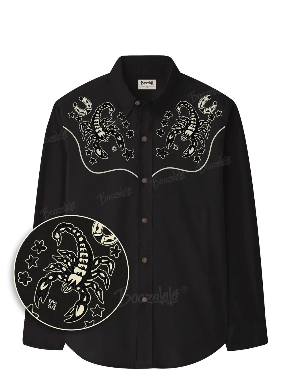 [Embroidery]Horseshoes And Scorpions - 100% Cotton Long Sleeves Shirt