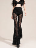 Perfect for Coachella Music Festival — 2026 Spring Summer Women's Western Gothic Cross Lace Flare Pants