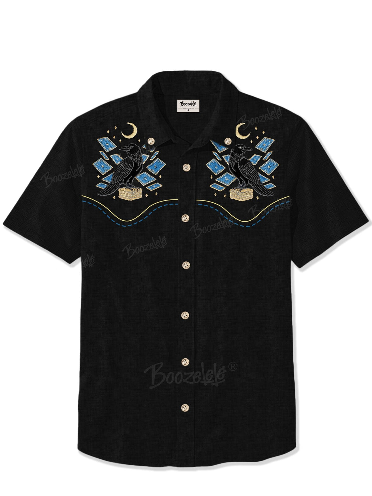 [Embroidery]Card & Crow  - 100% Cotton Shirt