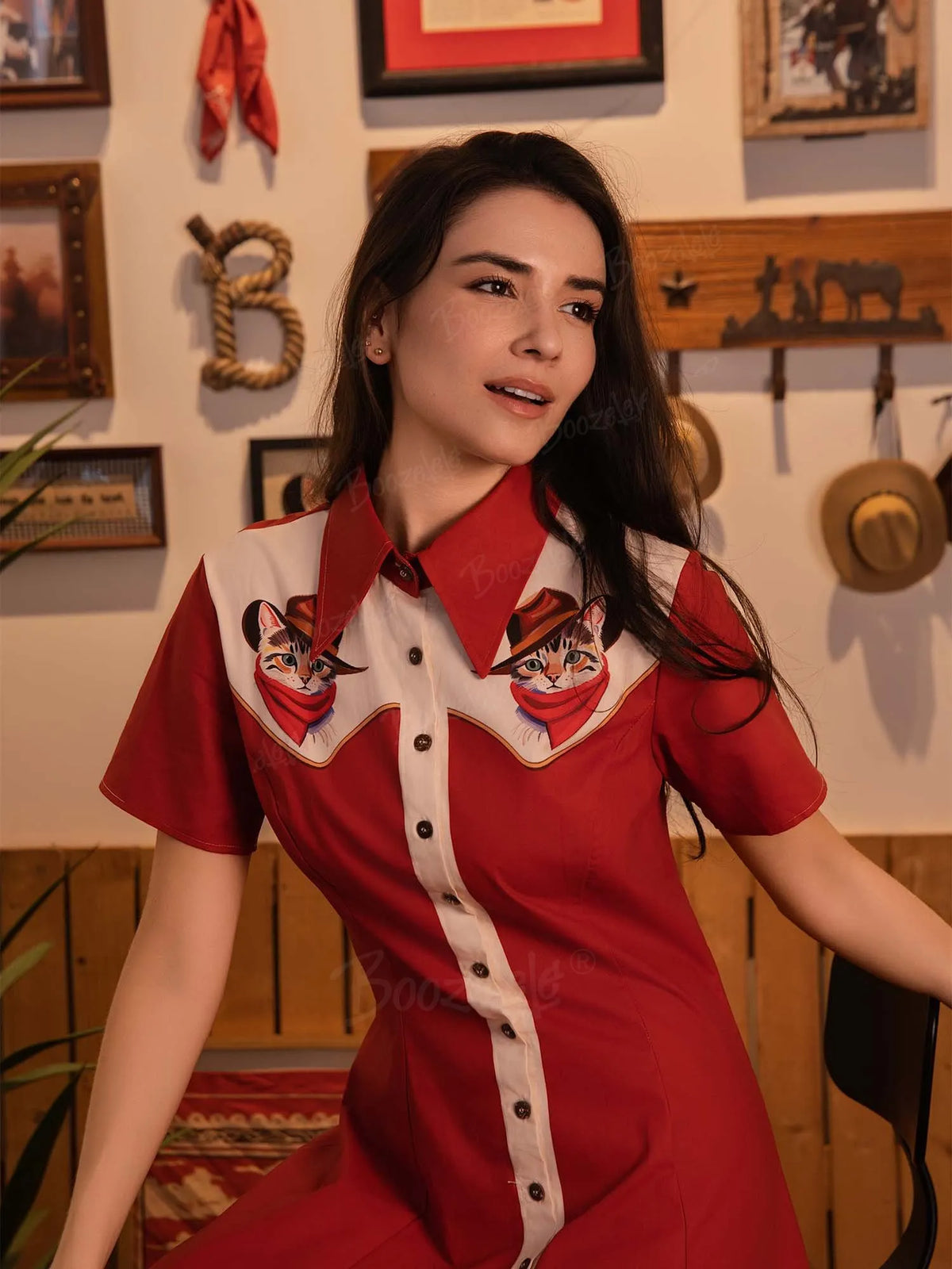 [Clearance]Western Cute Cat Cowboy - 100% Cotton Dress