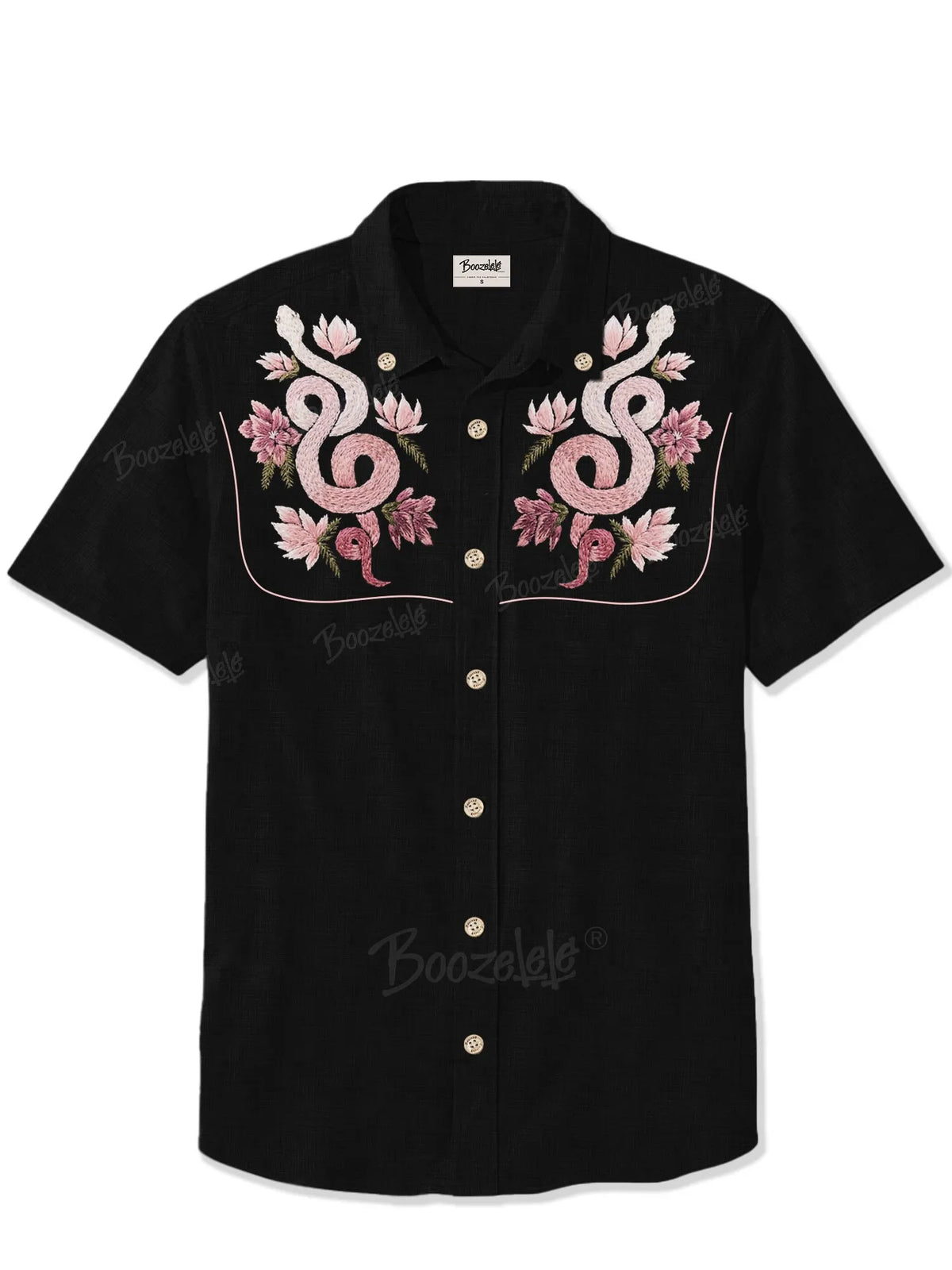 [Embroidery]Flower And Snake - 100% Cotton Shirt