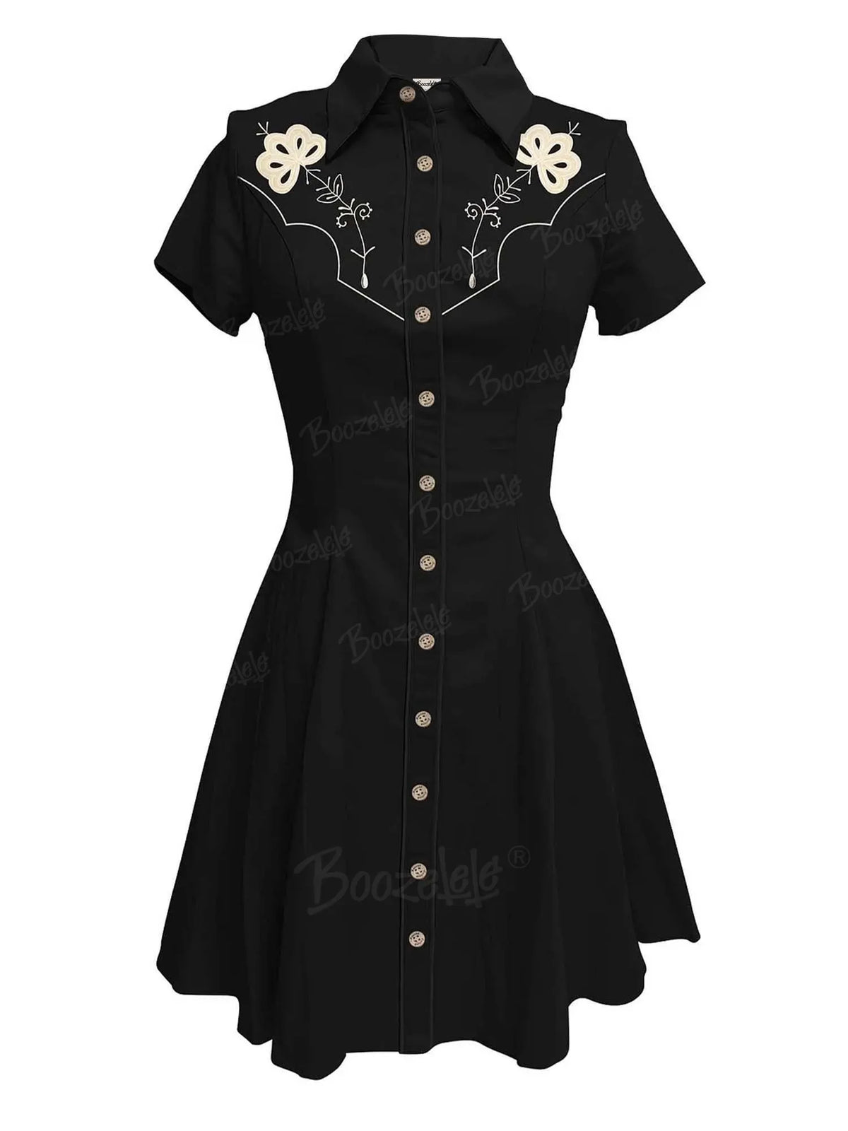 [Clearance][Embroidery]Classic Vintage Flower - 100% Cotton Dress
