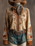 Women's Western  Retro Floral - 100% Cotton Shirt