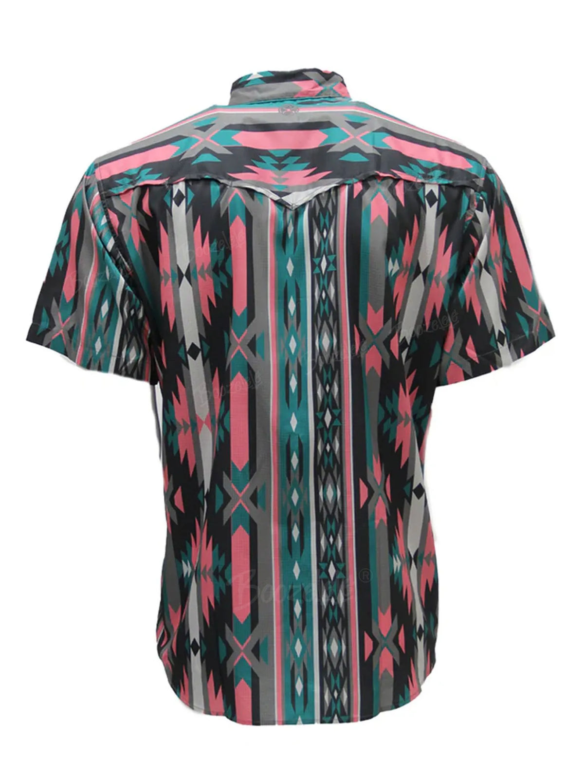 Men'S Aztec Geometric Western Short Sleeve Shirt - 100% Cotton Shirt