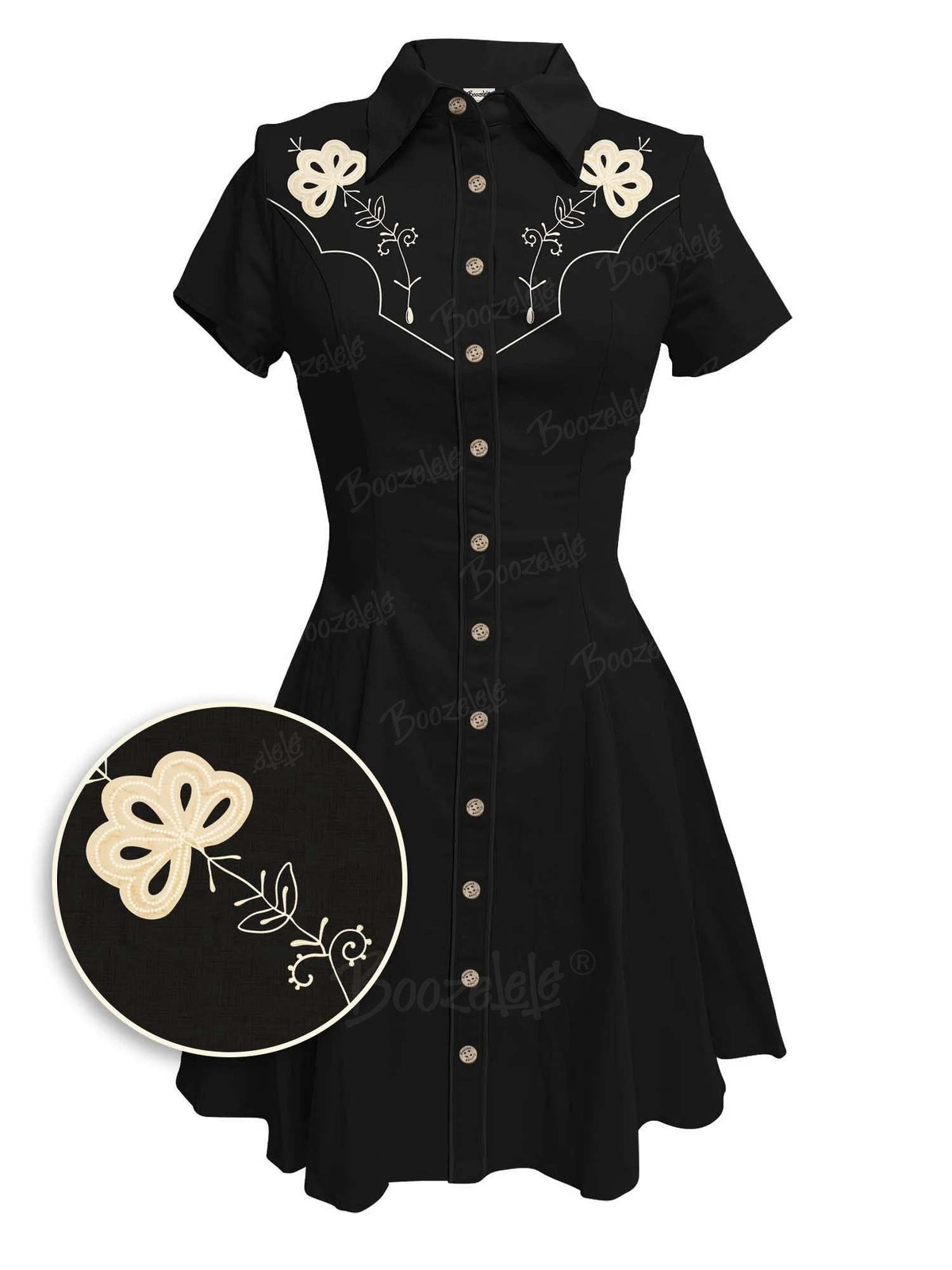 [Clearance][Embroidery]Classic Vintage Flower - 100% Cotton Dress