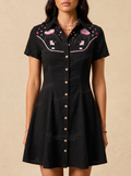 [Embroidery]UFO Captures Pink Cow  - 100% Cotton Dress